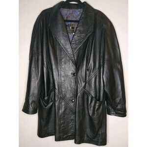 VERA PELLE Made In Italy Black Leather Women’s Jacket Coat Size Large Vintage